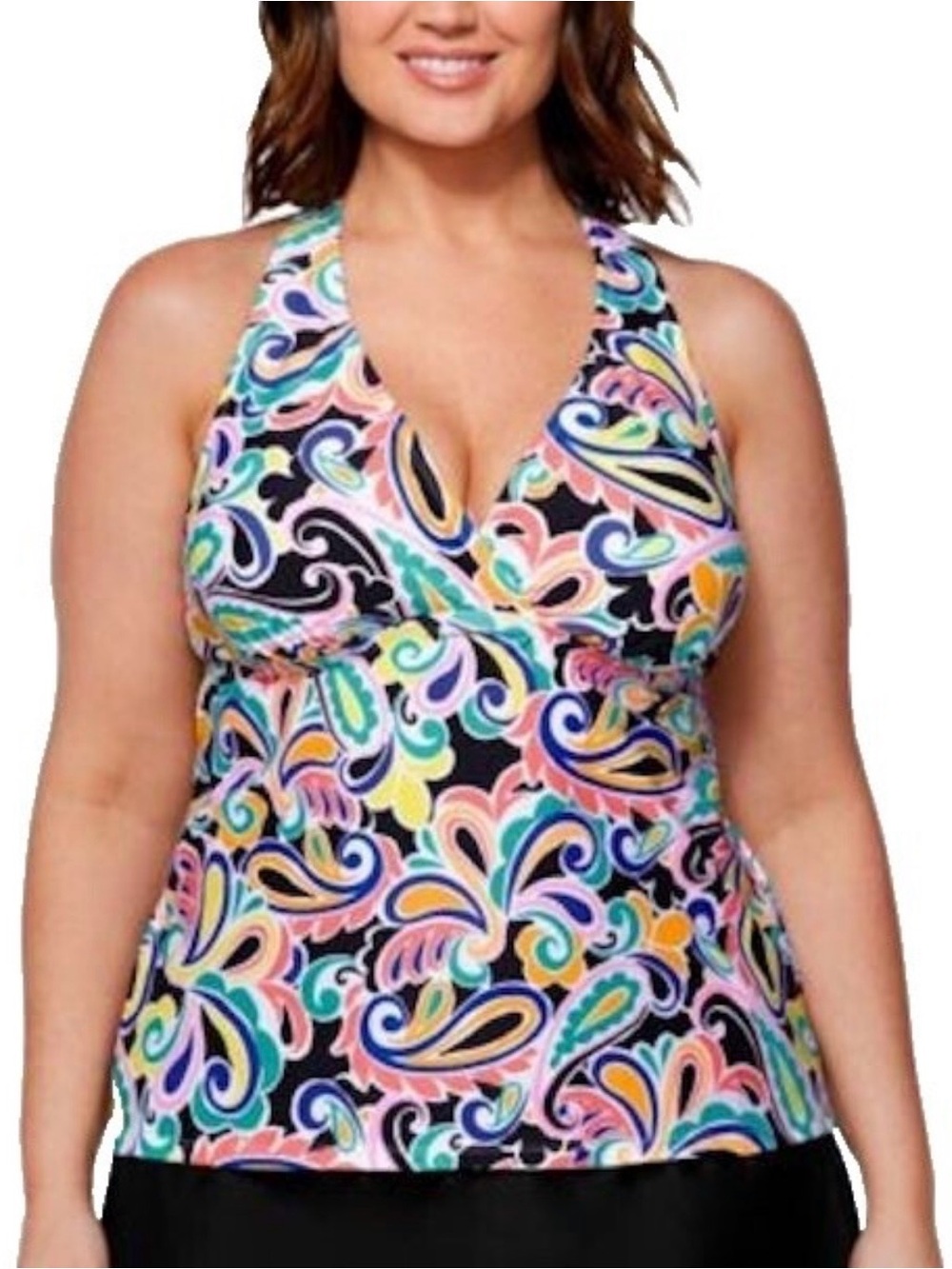 Island Escape Multicolor Paisley Tankini Top 20W